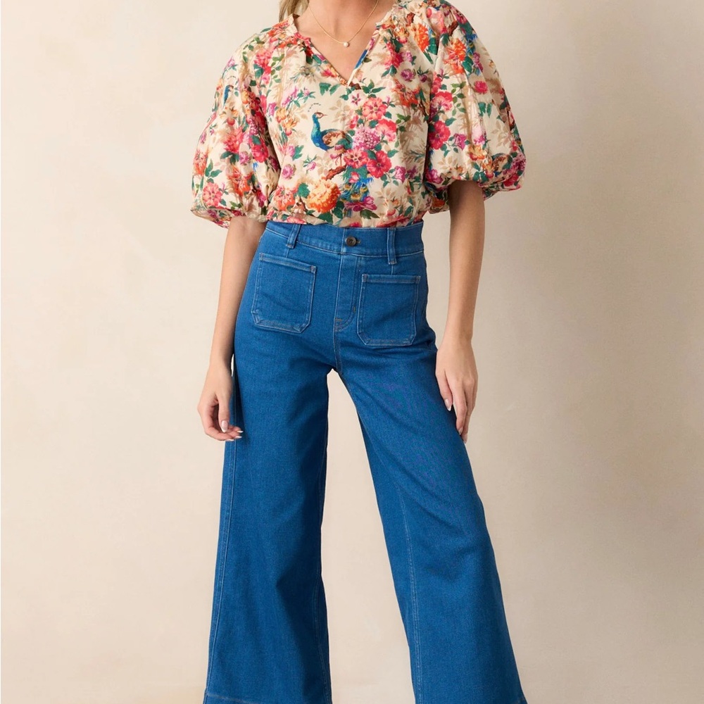 Spanx front pocket wide leg jeans size xl